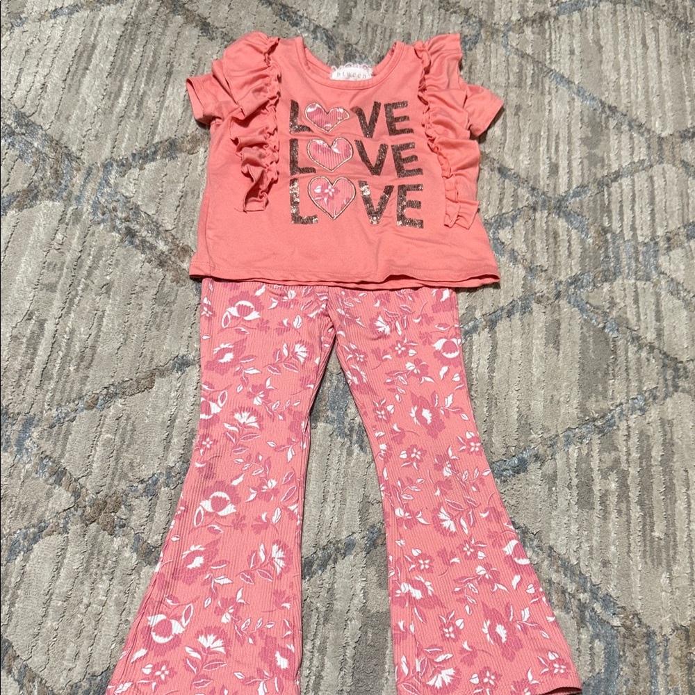btween Pink Love Print Pajama Set